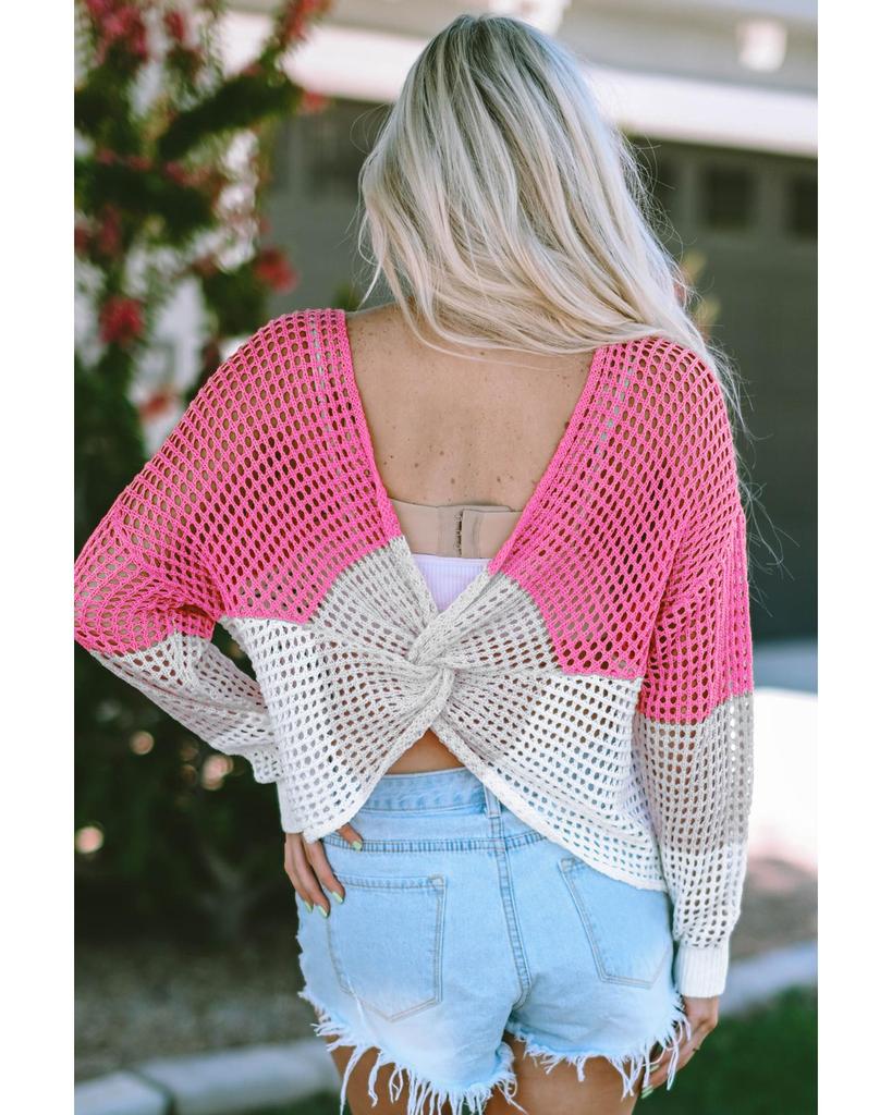 Azura Exchange Трикотажный топ с цветными люверсами и длинными рукавами