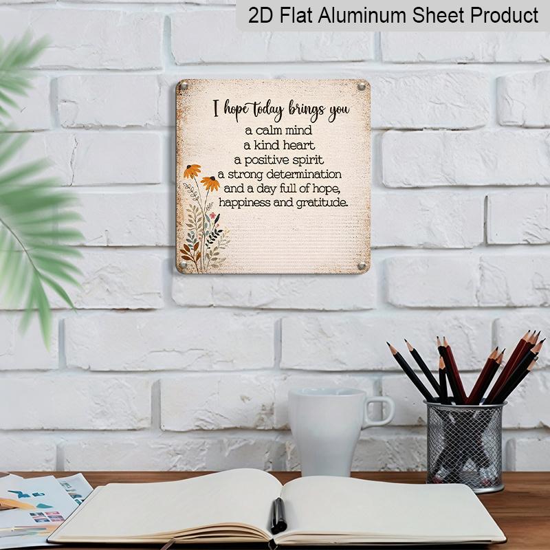 2D Flat, 1pc Vintage Metal Wall Sign with "I Hope Today Brings You Calm" Quote - Retro Calming Phrase Plaque Suitable for Outdoor Decor - Flat Panel