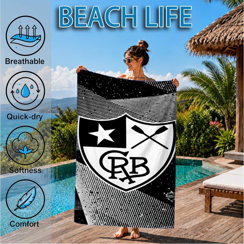 Shield With Star Emblem Printed Microfiber Beach Towel, Soft And Absorbent, Quick-Dry, Ideal for Summer Travel, Beach Essential, Swimming Pool
