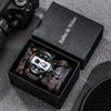 Мужские часы, роскошный комплект, браслет с волком, черные кварцевые часы, браслеты с короной и бусинами, мужские наручные часы, подарок бойфренду, мужу, Reloj Hombre