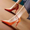 Orange Sexy Pointed Thin Heeled High Heels High Quality Women Fashion Elegant Party Banquet Pumps Size