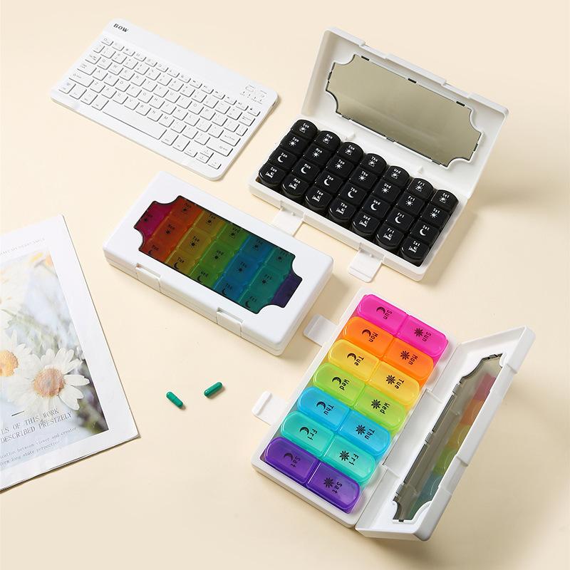 2025 Kairui 14/21/28-grid Sealed Pill Organizer Daily Health Management Travel-friendly Medicine Storage Box