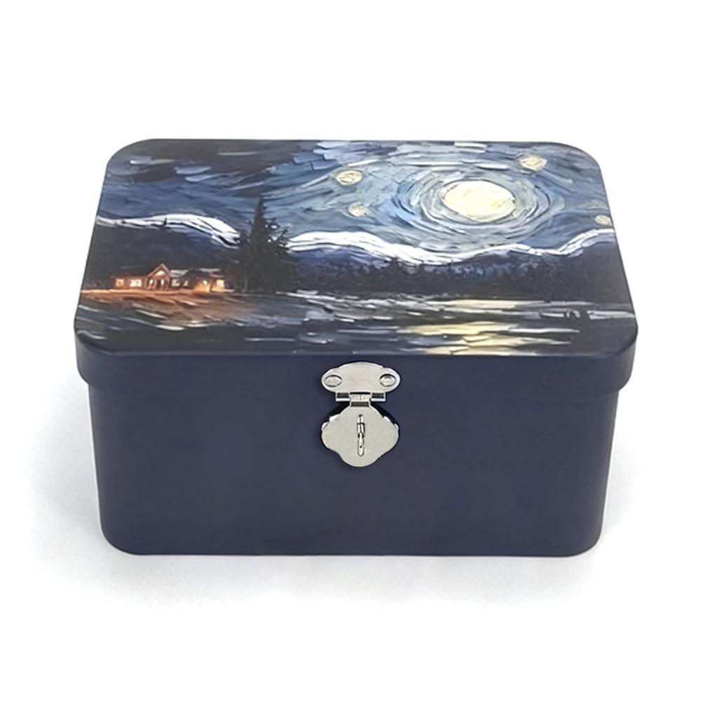 Rectangular Shape Tinplate Box Large Size Empty Box Treasure Chest Storage Box  Gift Giving