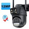 2025 12MP 6K WiFi IP камера наружная 8-кратный зум три объектива двойной экран домашняя камера безопасности автоматическое отслеживание мини CCTV WiFi наблюдение
