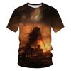Summer Round Neck 3D Godzilla Pattern Printed Top Fashionable Casual Short Sleeved Children's Boy T-shirts