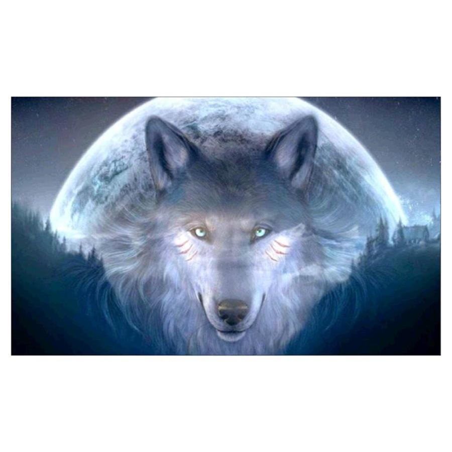 Полный 5D Diy Алмазная картина Лунный волк Вышивка крестом Домашний декор Ручной подарок Подарок