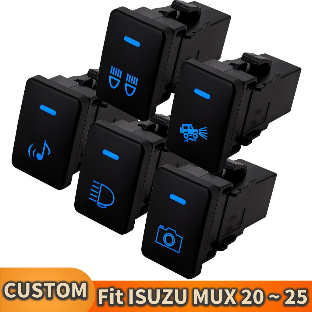 Car Push Button Switch 12V Blue OEM Off Road LED Light Bar Fog Driving Lamp For Isuzu D-Max MU-X Mazda BT-50 2020 ~2025