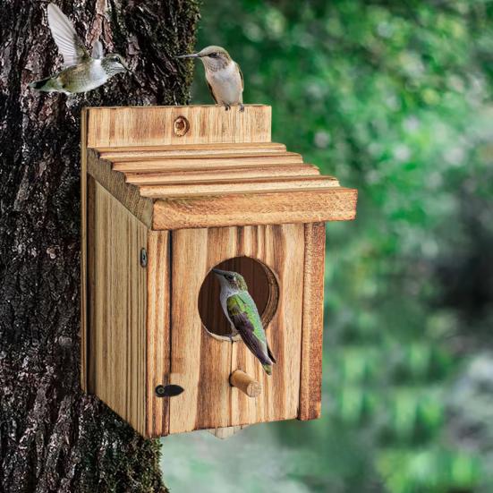 Bird Nest Box Waterproof Wooden Bird Nest Chickadee Nesting Box Bird House Outdoor Bluebird Box for Wrens Swallows Finches