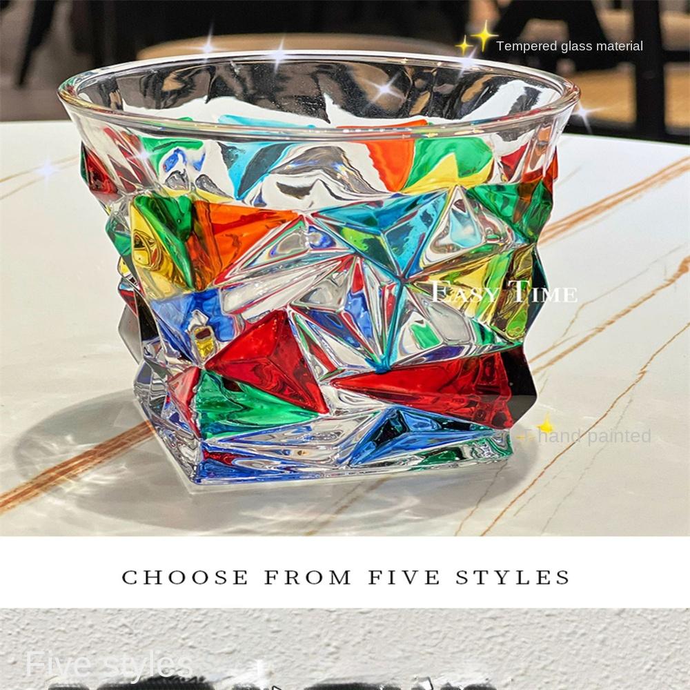 Расписной стеклянный стаканчик, креативный европейский стиль, высокое качество, ручная роспись, портативное украшение для дома, стакан для виски, разные стили