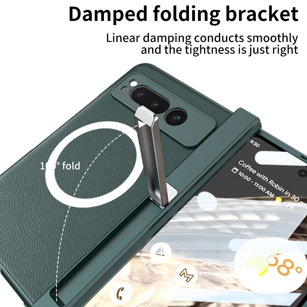 Магнитный шарнир для чехла для беспроводной зарядки Magsafe для Google Pixel Fold, жесткого кожаного чехла из ПК с подставкой и защитным чехлом из стеклянной пленки