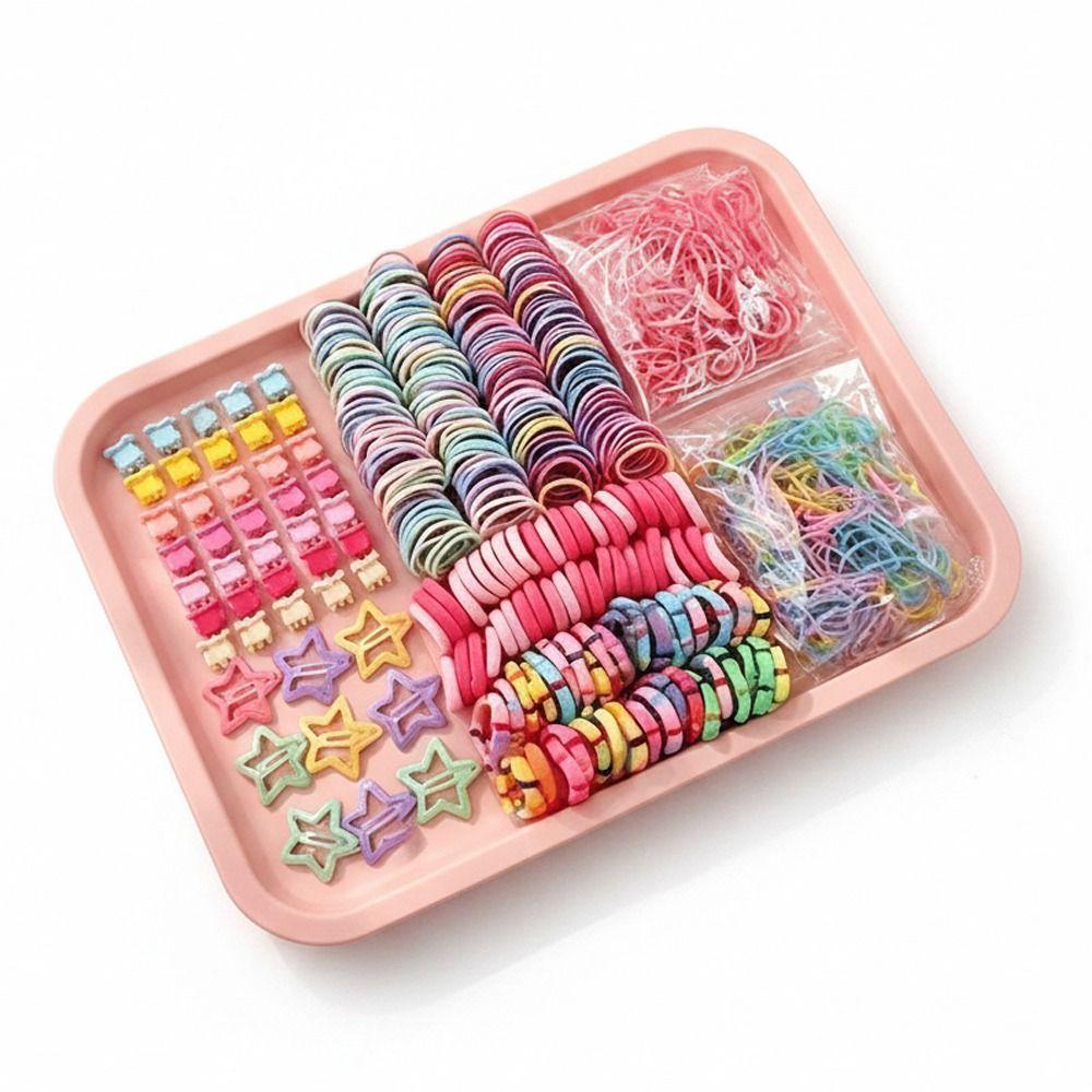 875Pcs Colorful Kids Hair Accessories Set Sweet Hair Clips Elastics Ponytail Holders For Girls