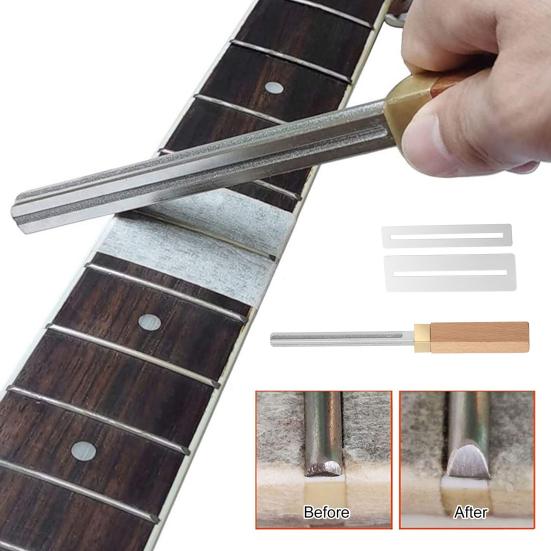 Guitar Fret Crowning File Mini Guitar Fret End Dressing File Wood Handle Luthier Repair Tool for Guitar Bass Ukulele Banjo