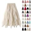 Women's Fashion Casual Solid Color High Waist Ruffle Splicing Mesh Half-body Skirt
