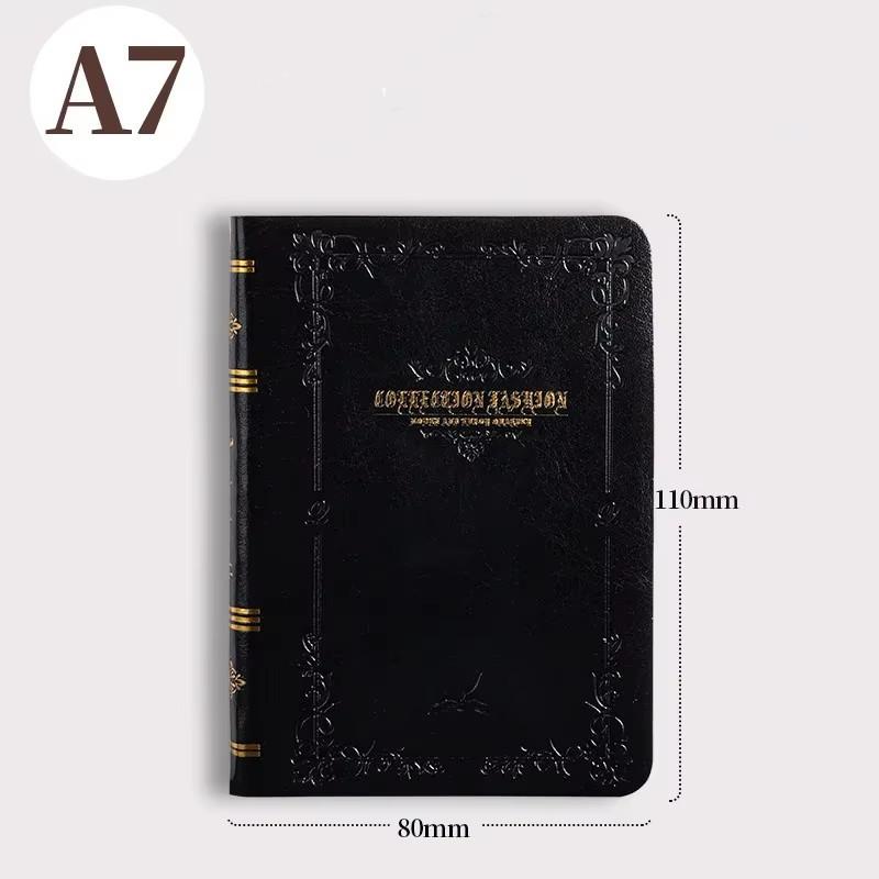 A6A7 Винтажный блокнот с золотым принтом, симпатичный, компактный, портативный, карманный, в твердом корпусе, из искусственной кожи, блокнот, школьные принадлежности, офисный дневник