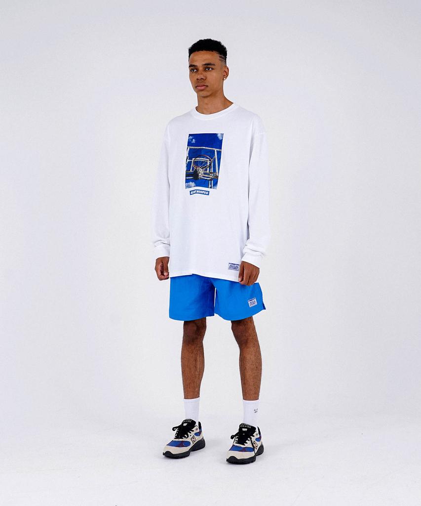 ALL DAY HOOPS The Basket Oversized Long Sleeve T-Shirt White