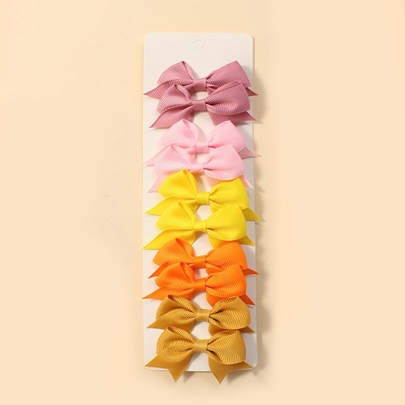 10Pcs/Set New Cute Solid Ribbon Bowknot Hair Clips for Baby Girls Handmade Bows Hairpin Barrettes Headwear Baby Hair Accessories