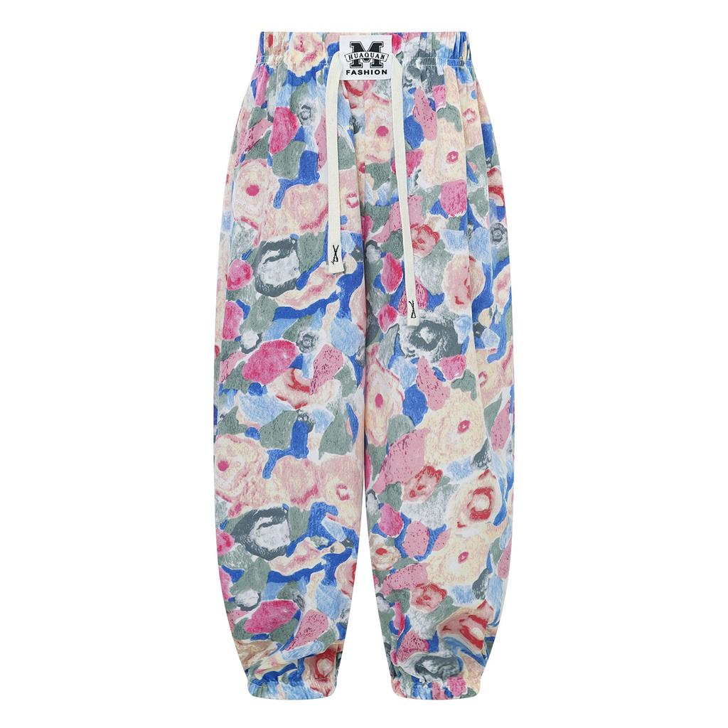 Модные шаровары для мальчиков и девочек, легкие брюки с эластичной талией, брюки с красочным принтом, для отпуска, путешествий, пляжа, дома