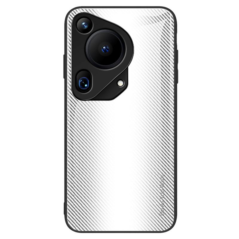 For Huawei Pura 70 Ultra Case Tempered Glass+TPU Phone Cover Carbon Fiber Texture