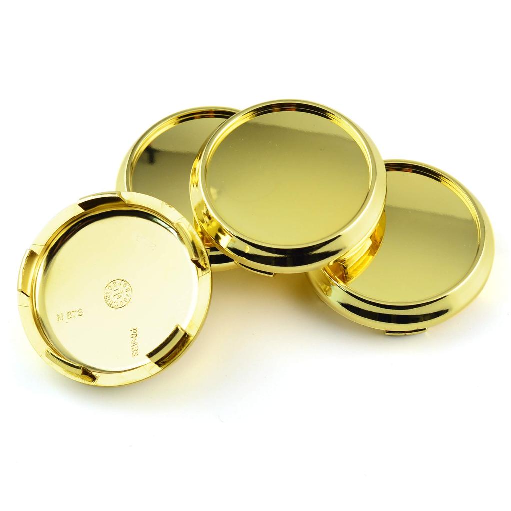 Gold Wheel Center Caps, 67.5mm and 62mm, Set of 4