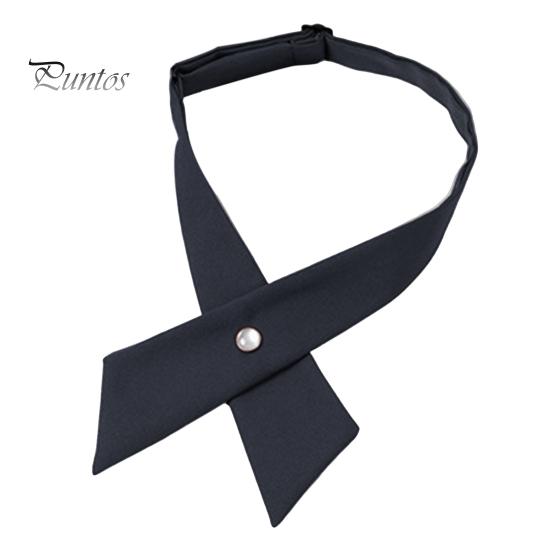 Women Shirt Tie Solid Color Design Easy Buckle Fastening Criss-Cross Design Neck Tie Graduation Work Uniforms Student Tie