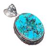 Tibetan Turquoise Gemstone Handmade 925 Sterling Silver Jewelry Pendant 2.17" AH-801