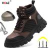 Steel Toe Shoes for Men Indestructible Work Boots Lightweight Safety Shoes Walking Anti-smash Anti-puncture Protective Sneakers