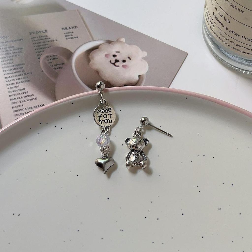 Асимметричные серьги-медведи: Роскошный нишевый дизайн, мода высокого класса, милый стиль для женщин