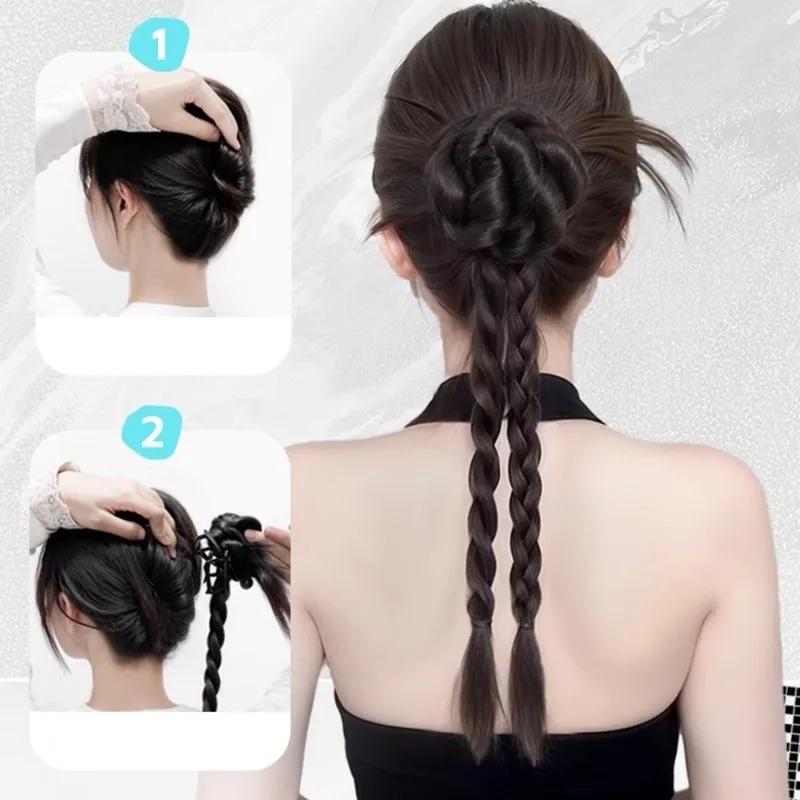 Сладкий пучок, коса, синтетический хвост, парик на заколке, 40 см, женская модная коса, повседневная прическа, головной убор