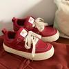 Retro Women's Board Shoes 2024 Autumn New Versatile Casual Lace Up Frosted Canvas Solid Color Low Top Women's Vulcanized Shoes