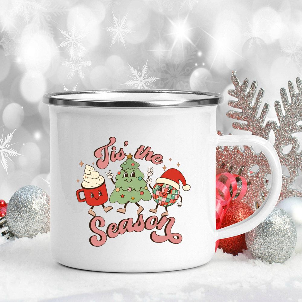 Это Сезон Рождественская Кружка Рождественская Эмаль Чашка Напиток Горячий Какао Сок Кружки Рождественская Вечеринка Напиток Чай Чашки Рождественский Праздничный Подарок