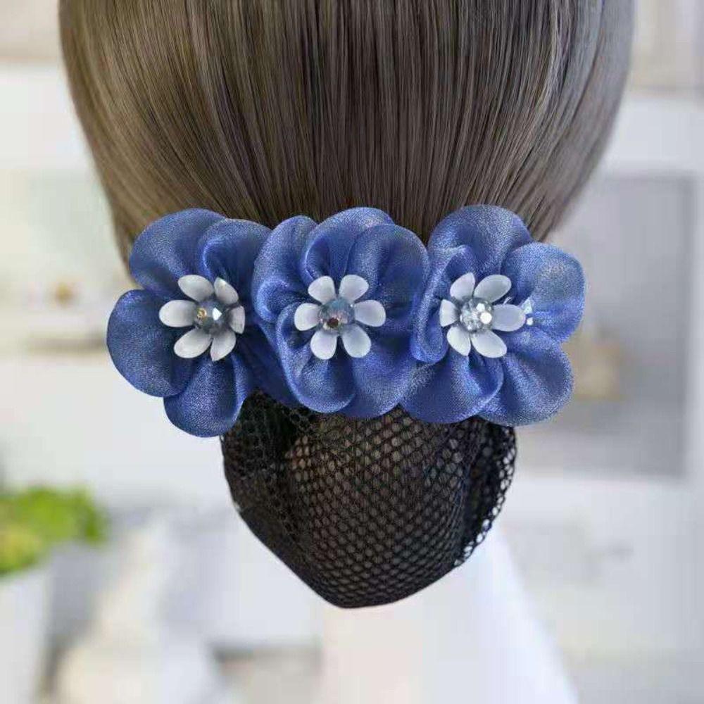 Headwear Flower Spring Clip Bead Hair Net Cover Vintage Bun Snood Girls