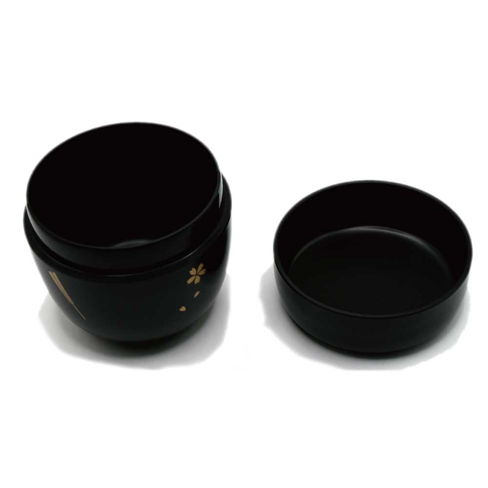 Black Resin Tea Ceremony Utensils, Medium-Sized Natsume (Natsume Tea Teapot), Fan-Shaped Flowing Water Design, Perfect for Matcha