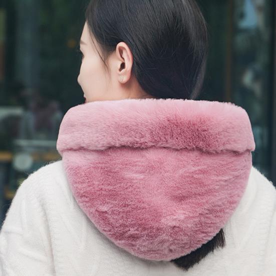 Женская зимняя шапка со встроенным шарфом, толстая теплая, из искусственного меха кролика, однотонная, полная защита, для езды на велосипеде, путешествий, холодной погоды