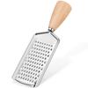 Stainless Steel Cheese Grater with Wood Handle Kitchen Tool for Vegetable Slicing Potato Peeling Multi Functional Beech
