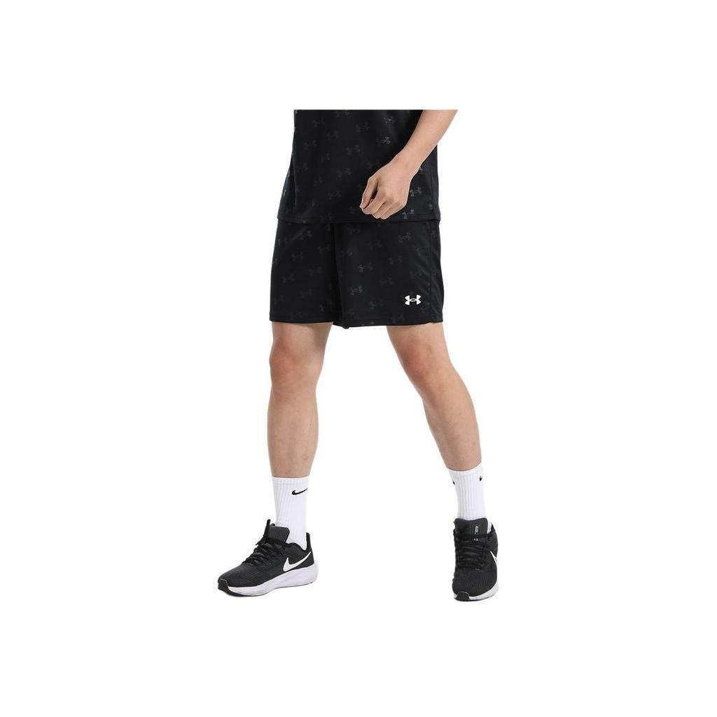 Under Armour Full Print Logo Elastic Breathable Training Shorts Men Bottoms Black 21500231-001