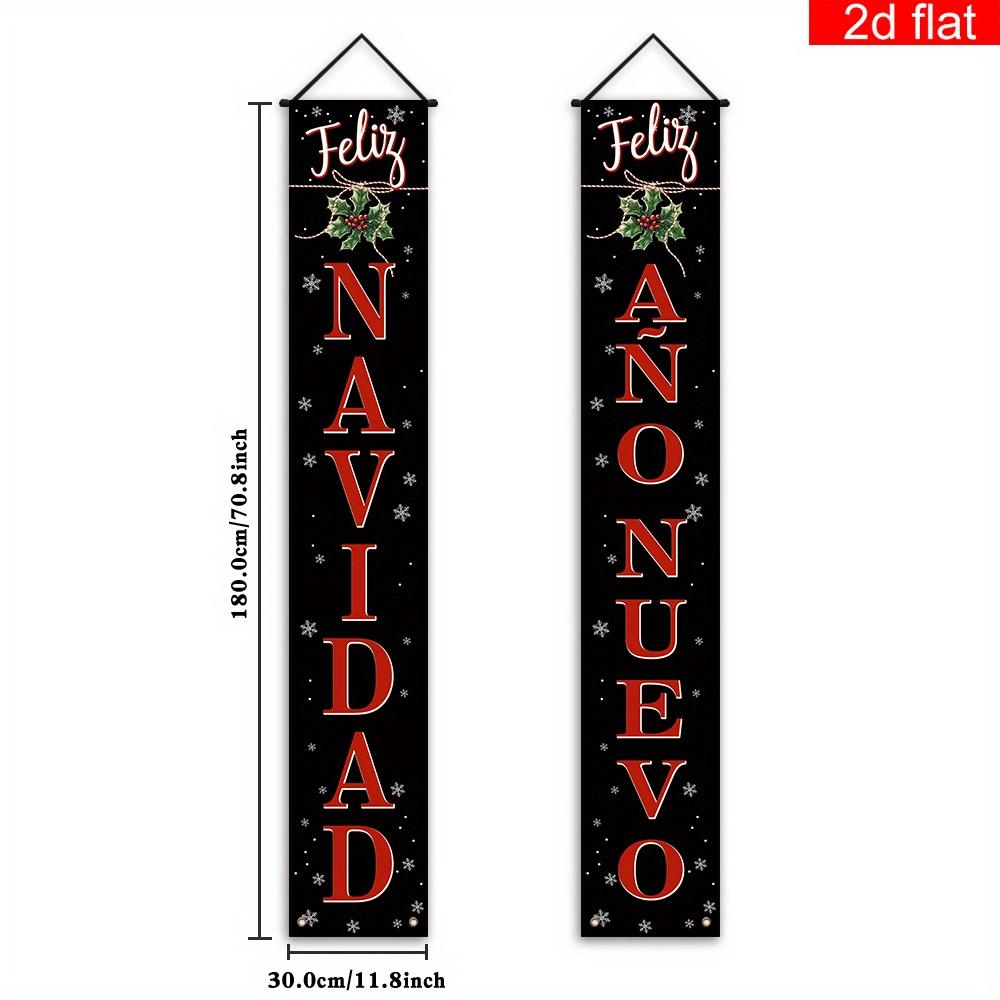 Merry Christmas Porch Sign Bunting Falling Snowflake 1 Pair Polyester Indoor Outdoor Decor