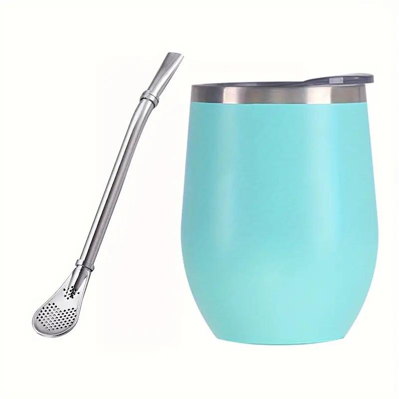 Yerba Mate Cup Set Stainless Steel Insulated Tumbler with Lid and Straw Double-Wall Mate Tea Cup Spoon for Hot and Cold Drinks