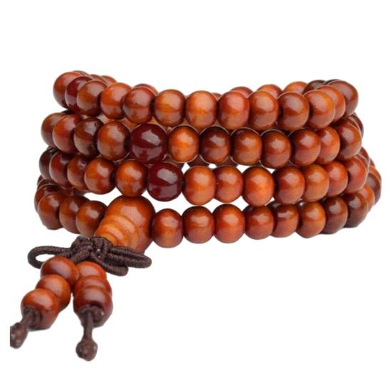 Bracelet Wooden Bead Bracelet Stress Relief Fake Sandalwood Buddhist Buddha 4-Layer Wrist Chain Men Women Bracelet Bangles