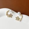 Pearl Diamond Flower Temperament Versatile High Design Stud Earrings