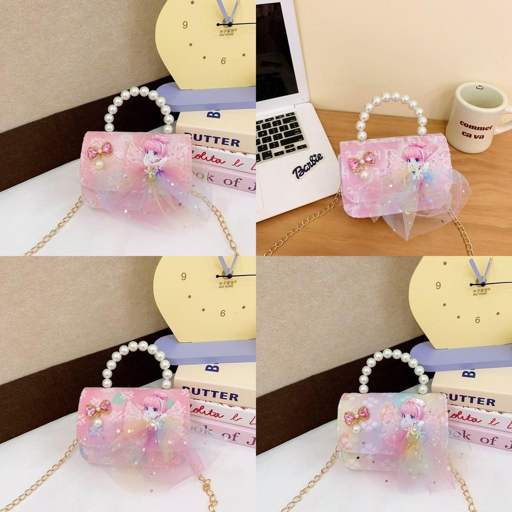 Adorable Butterfly Knot Design Children's Handbag Stylish Pearl Handle For Kids