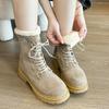 2024 Women Winter Snow Boots Warm Flat Platform Lace Up Ladies Women's Shoes New Flock Fur Suede Ankle Boots Plus Size