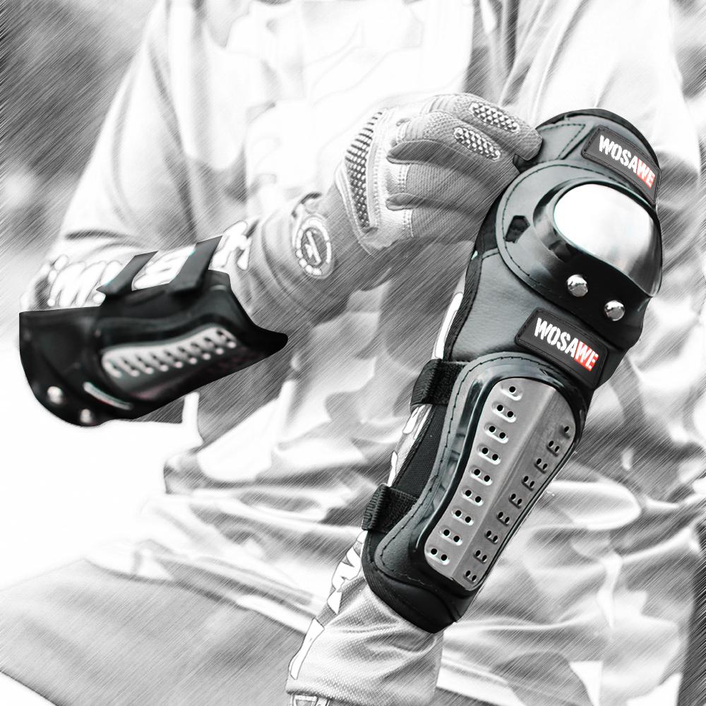 WOSAWE Motocross Racing Stainless Steel Protective Gear Motorcycle Knee Pads Knee Protector Equipment Off-road Elbow Guards