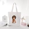 Kawaii Little Girl Print Shopping Canvas Tote Bag Harajuku Aesthetic Reusable Shopper Shoulder Bag Handbag Student Book Bags