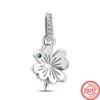 925 Sterling Silver Four Leaf Clover Style Green Clear Zircon Heart Lucky Beads Fit Original  Charms Bracelet DIY Jewelry