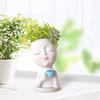 Горшок-кашпо для лица, горшок-голова, кофейная девушка, цветочный горшок, комнатный горшок-голова с закрытыми глазами, материал: смола, дренажное отверстие