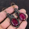 Граненые серьги с кашмирским рубином, медная проволока, серьги ручной работы, медные ювелирные изделия, подарок для женщин, серьги из натурального драгоценного камня, новые ювелирные изделия