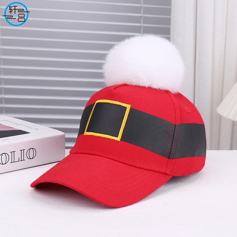 New Christmas fashion versatile decorative baseball cap embroidered hairball with comfortable and simple sun hat
