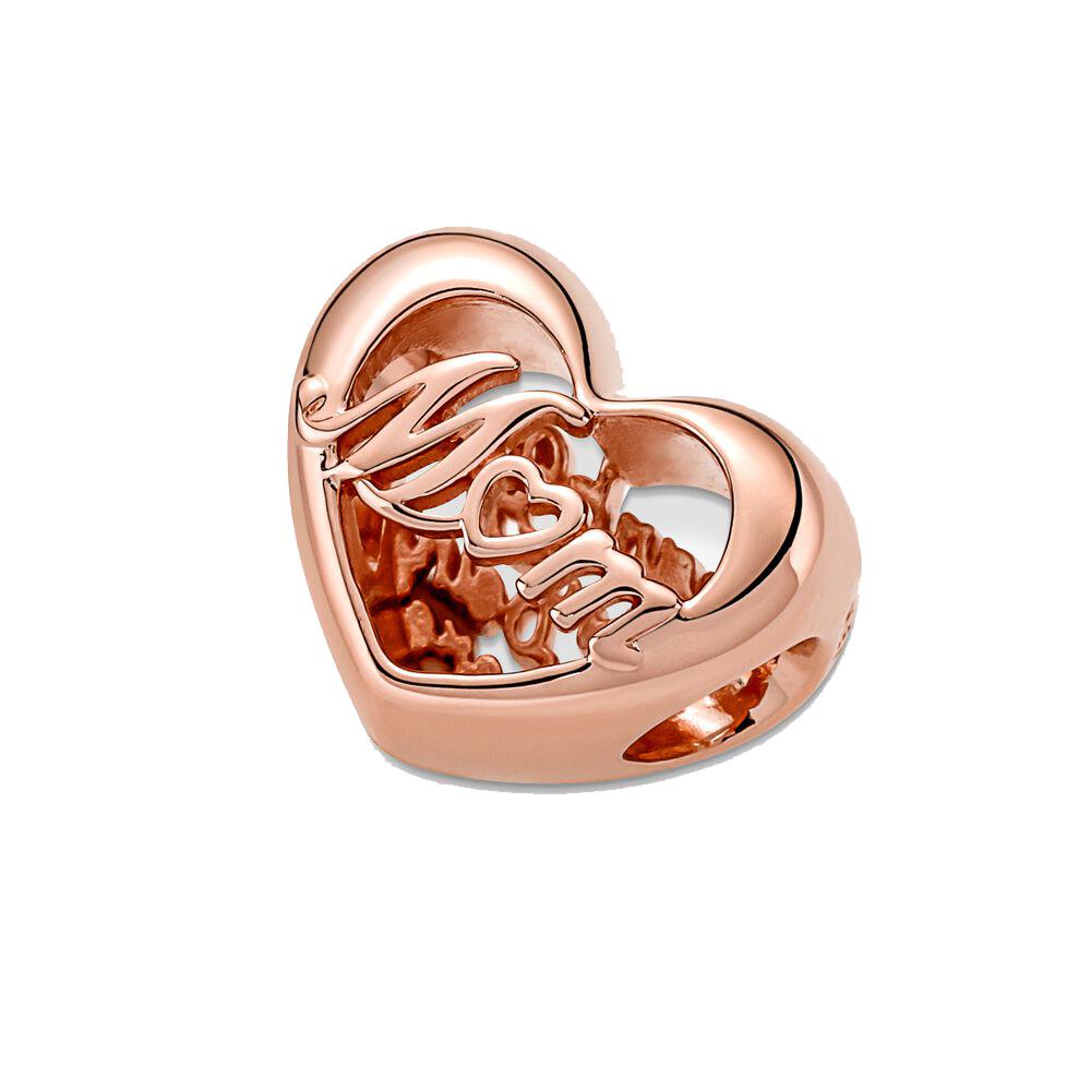 Классическое серебро 925 пробы, розовое золото, сердце, спасибо, мама, сердце, подвеска, подходит для модного браслета, ювелирные изделия для мамы, подарок на день рождения