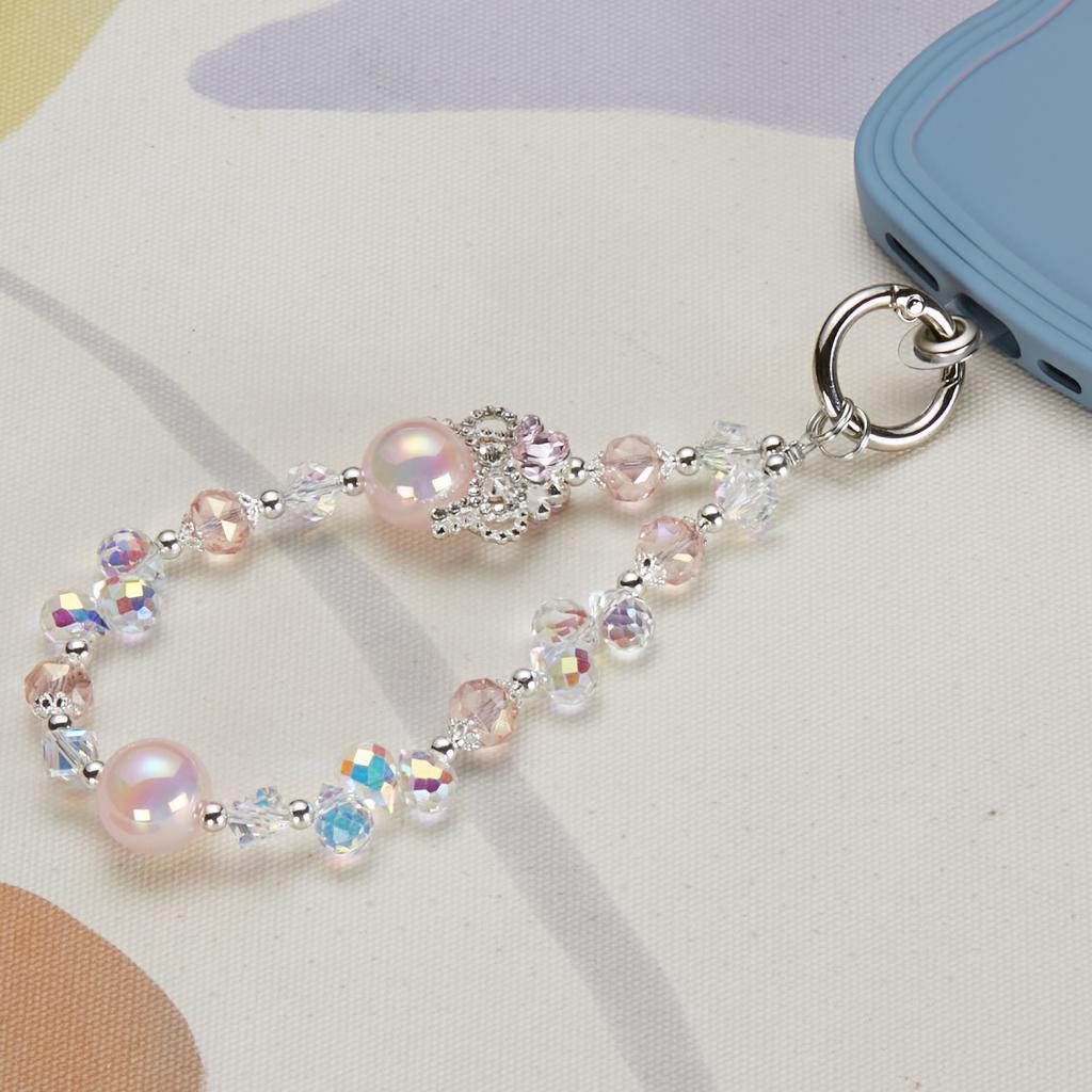 Cell Phone Charm Lanyard 26cm Crown Beads Phone Case Wrist Strap for Women Girls