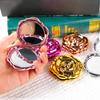 Electroplating Rose Double-sided Mirror Portable Travel Mini Foldable Makeup Mirror Women Girls Vintage Pocket-sized Handheld Vanity Mirror
